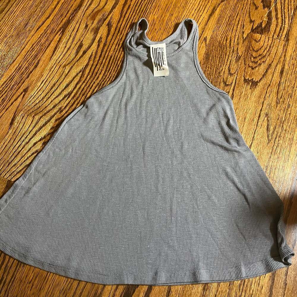 Free People Tank Top Size XS Gray Ribbed Racerback Swing - Picture 4 of 5